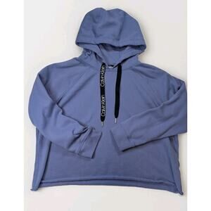 Calvin Klein Cropped Raw Hem Hoodie Lavender Womens 2X Boxy Fit Loungewear